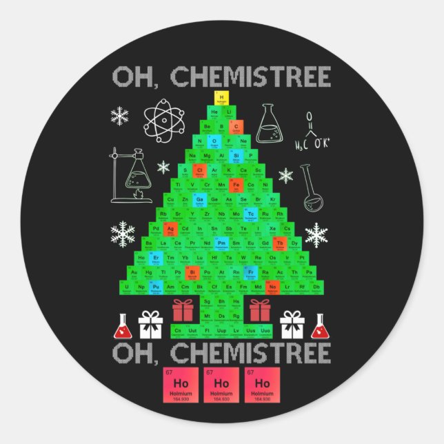 Oh Chemistree Chemist Tree Funny Science Christmas Classic Round Sticker (Front)