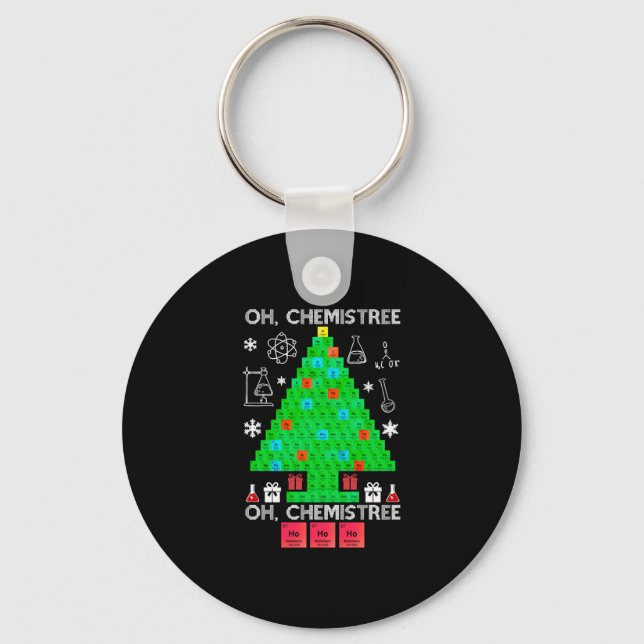 Oh Chemistree Chemist Tree Funny Science Christmas Keychain (Front)