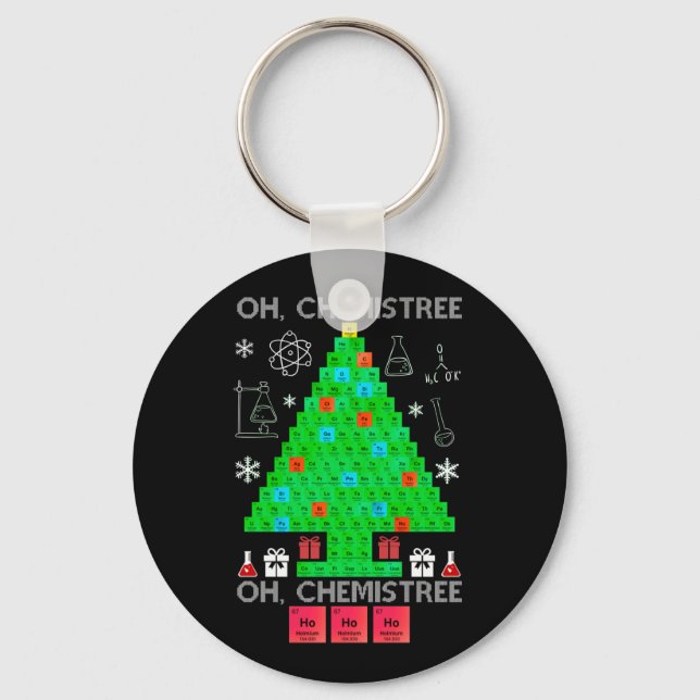 Oh Chemistree Chemist Tree Funny Science Christmas Keychain (Front)