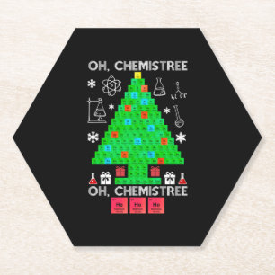 Oh Chemistree Chemist Tree Funny Science Christmas Paper Coaster