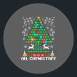 Oh Chemistree Christmas Chemistry Science Periodic Classic Round Sticker<br><div class="desc">Oh Chemistree Christmas Chemistry Science Periodic</div>