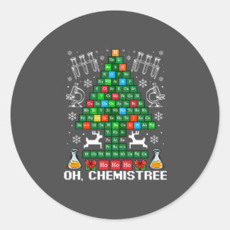 Oh Chemistree Christmas Chemistry Science Periodic Classic Round Sticker