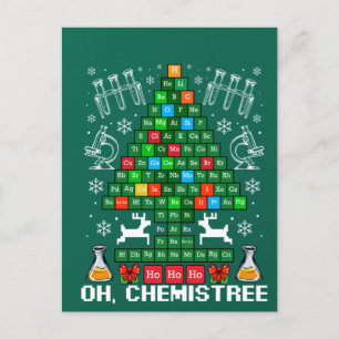 Oh Chemistree Christmas Chemistry Science Periodic Postcard