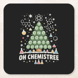 Oh Chemistree Periodic Table Chemistry Christmas Square Paper Coaster
