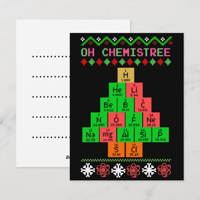 Oh Chemistree Ugly Christmas Sweater For Chemist Holiday Card (Front/Back)