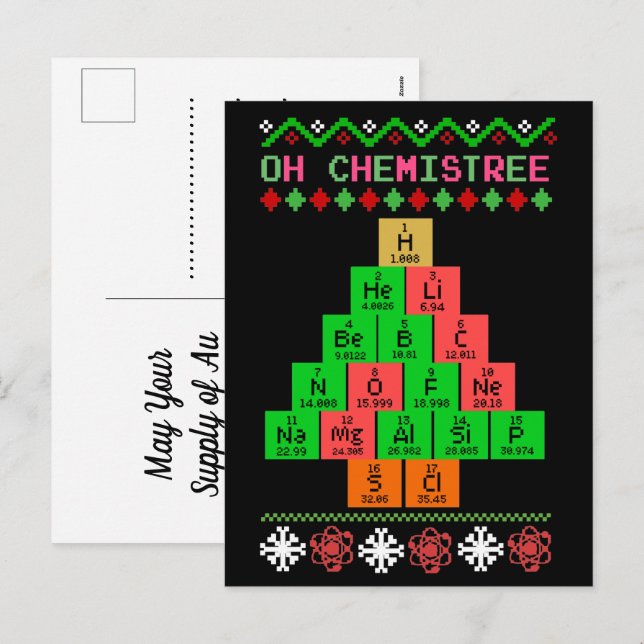 Oh Chemistree - Ugly Christmas Sweater For Chemist Holiday Postcard (Front/Back)