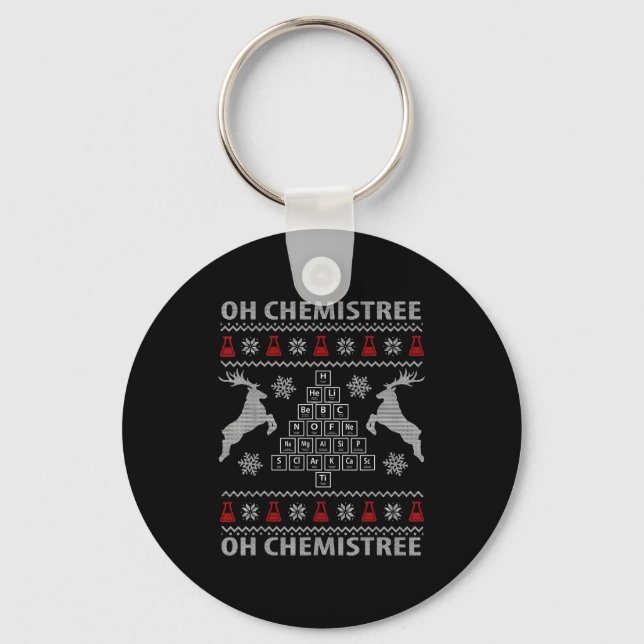 Oh Chemistree Ugly Christmas Sweater Science Stude Keychain (Front)