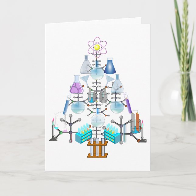 Oh Chemistry, Oh Chemist Tree Christmas Holiday Card (Front)