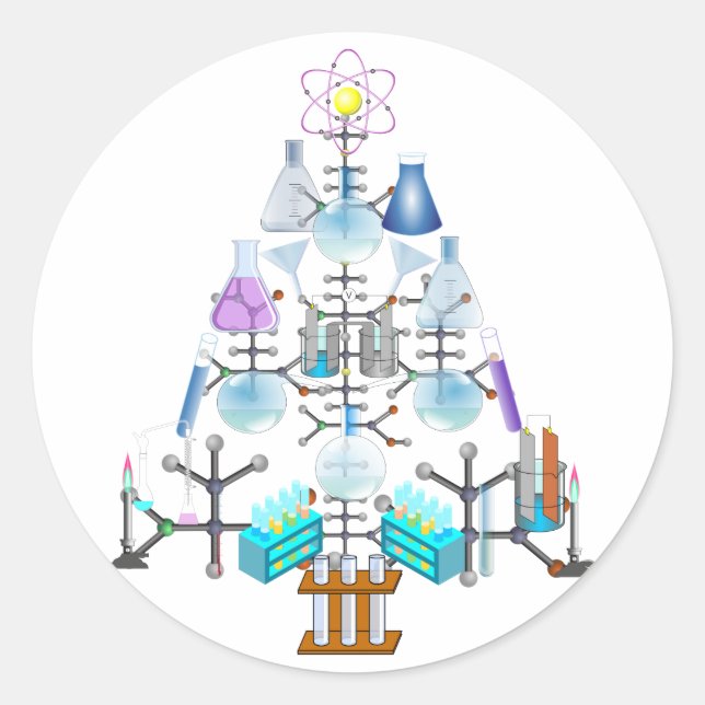 Oh Chemistry, Oh Chemist Tree Classic Round Sticker (Front)