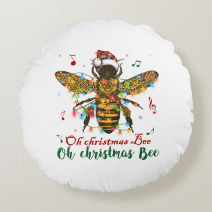 Oh Christmas Bee Oh Christmas Bee Light Round Pillow