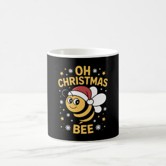 Oh Christmas Bee Santa Hat Snowflakes Stars Xmas Coffee Mug