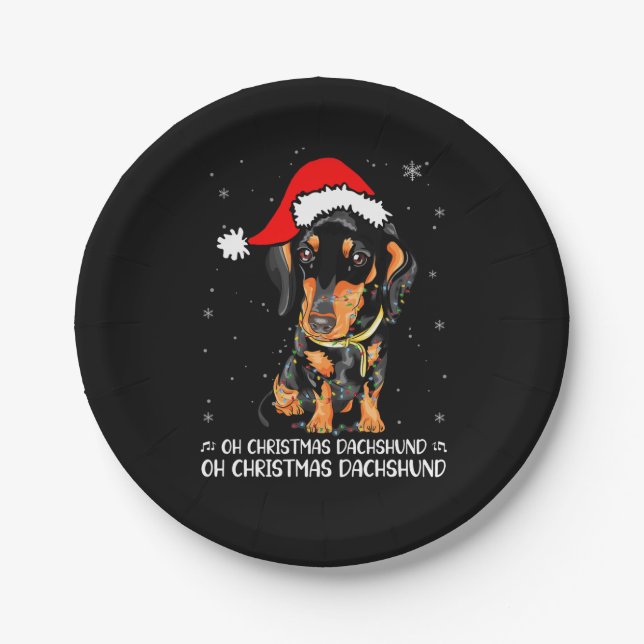 oh christmas dachshund oh christmas dacPaper Plate (Front)