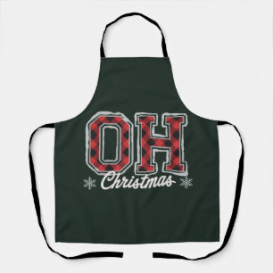 Oh Christmas Holiday Buffalo Plaid Family Party  Apron