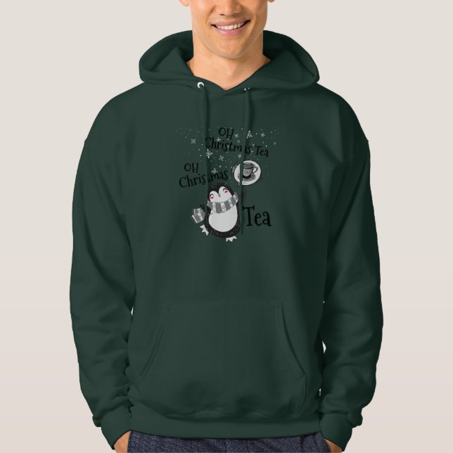 Oh Christmas Tea Penguin Lover - Tea Drinker Hoodie (Front)
