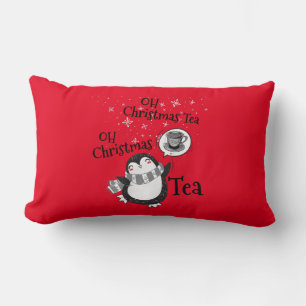 Oh Christmas Tea Penguin Lover - Tea Drinker Lumbar Pillow