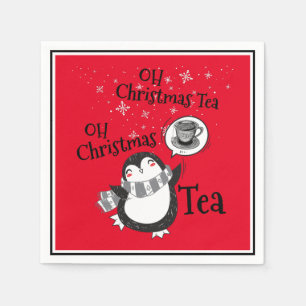 Oh Christmas Tea Penguin Lover - Tea Drinker Napkin