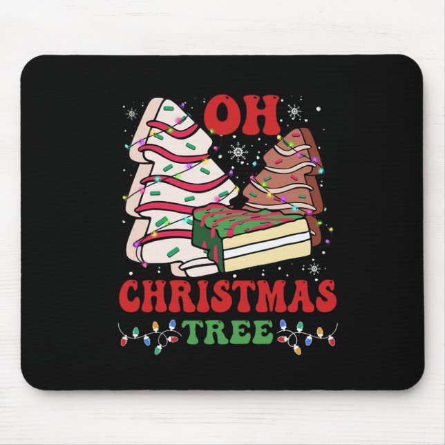 Oh Christmas Tree Cake Xmas Lights Funny Matching  Mouse Pad (Front)