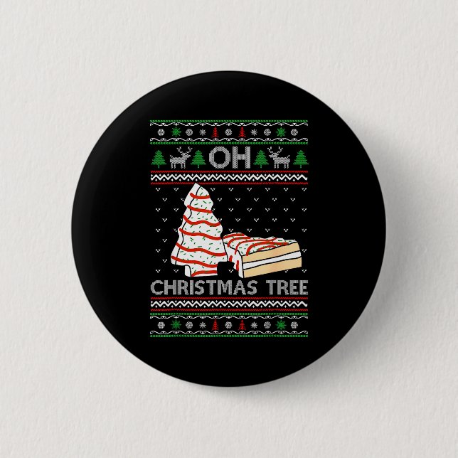 Oh Christmas Tree Cakes Debbie Becky Jen Cake Love 2 Inch Round Button (Front)