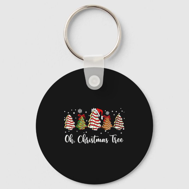 Oh Christmas Tree Cakes Debbie Becky Jen Cake Love Keychain (Front)