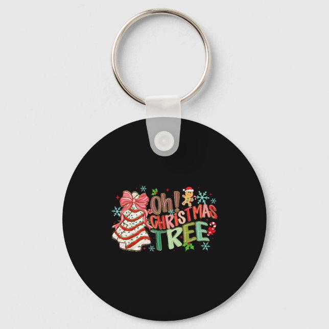 Oh Christmas Tree Cakes Debbie Becky Jen Cake Love Keychain (Front)