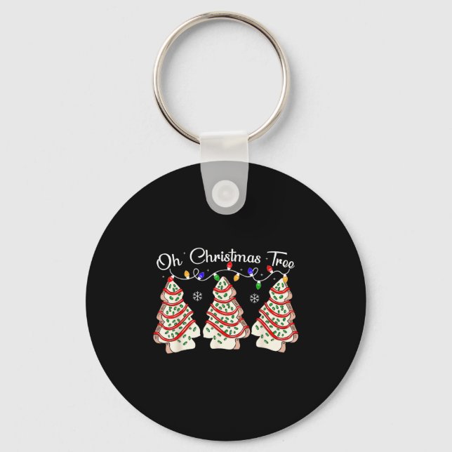 Oh Christmas Tree Cakes Debbie Becky Jen Cake Love Keychain (Front)