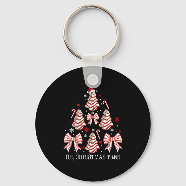 Oh Christmas Tree Cakes Debbie Becky Jen Cake Love Keychain (Front)