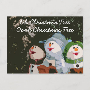 Oh Christmas Tree Caroling Christmas Snowmen Holiday Postcard