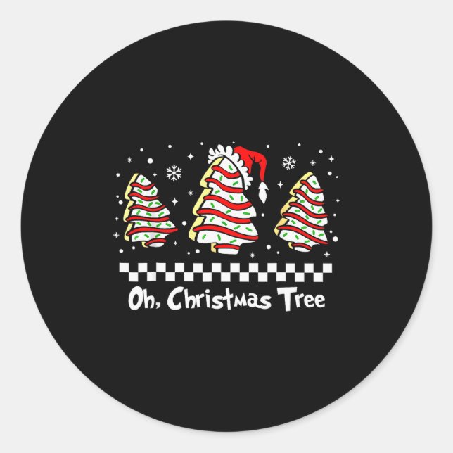 Oh Christmas Tree Groovy Cakes Debbie Becky Jen Ca Classic Round Sticker (Front)