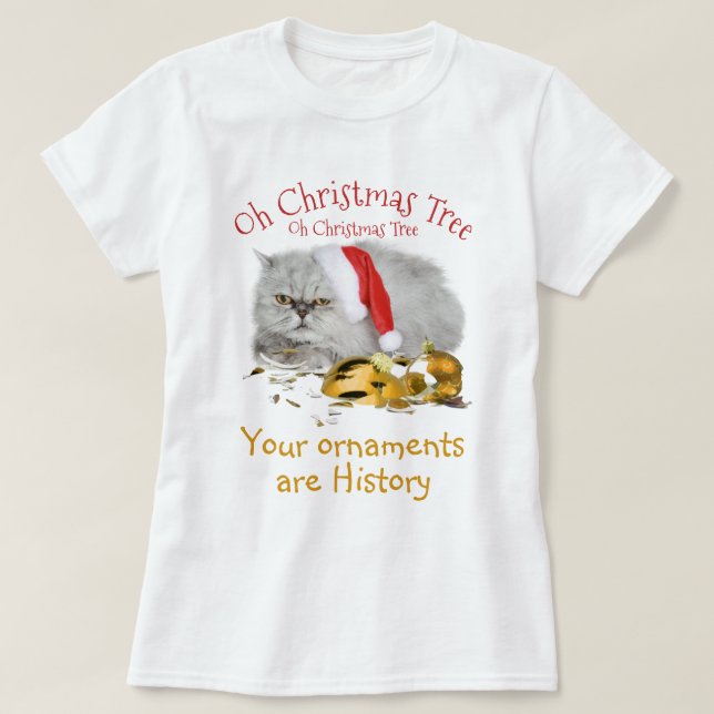 Oh Christmas tree Grumpy Kitty Cat T-Shirt (Design Front)