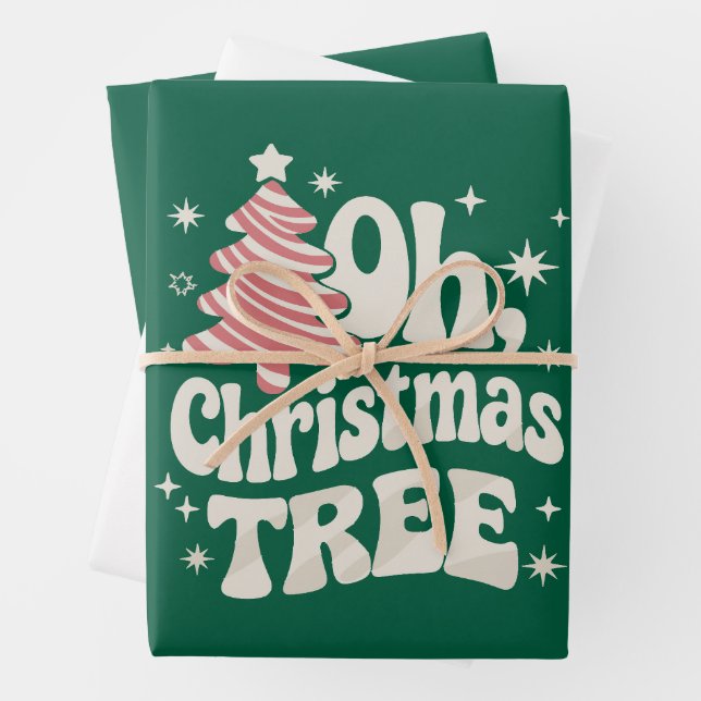 Oh Christmas Tree Light Merry Christmas Xmas  Wrapping Paper Sheet (In situ)