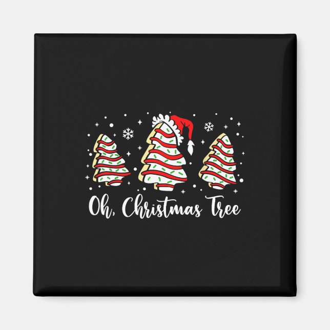 Oh Christmas Tree Santa Hat Cakes Debbie Funny Xma Magnet (Front)