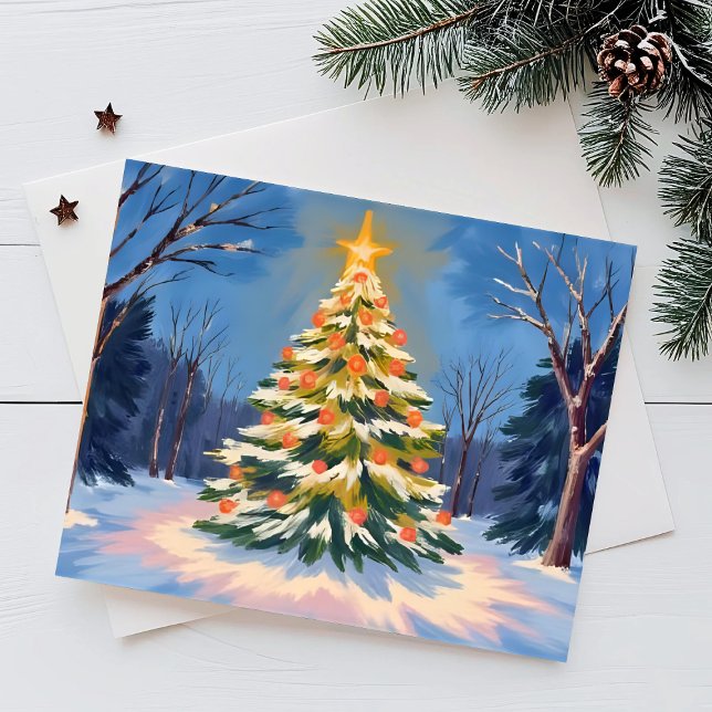 Oh Christmas Tree Watercolor Holiday Card (Creator Uploaded)