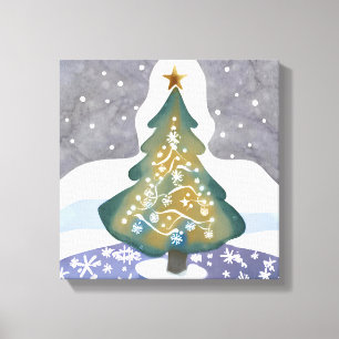 Oh Christmas Tree   Watercolor Winter Painting Canvas Print