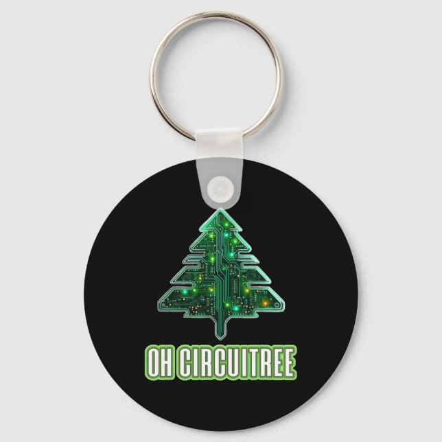 Oh Circuitree Christmas Electronics Circuit Board  Keychain (Front)