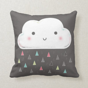 Oh cloud, it is raining triangles! + Monogram Throw Pillow
