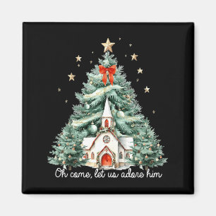 Oh Come Let Us Adore Him Christian Jesus Christmas Magnet