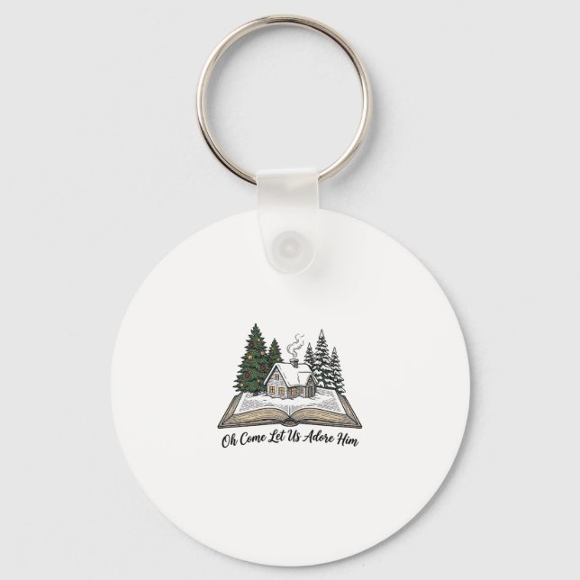 Oh Come Let Us Adore Him Christmas Book Design_1 Keychain (Front)