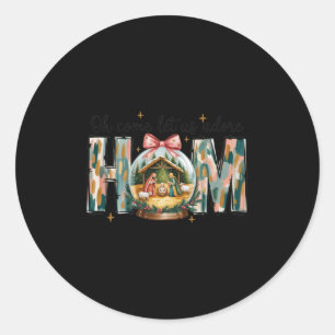 Oh Come Let Us Adore Him Christmas Nativity Scene  Classic Round Sticker