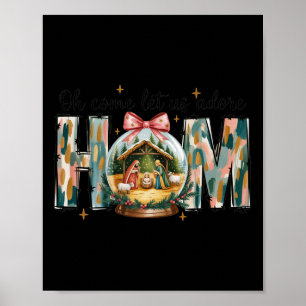 Oh Come Let Us Adore Him Christmas Nativity Scene Poster