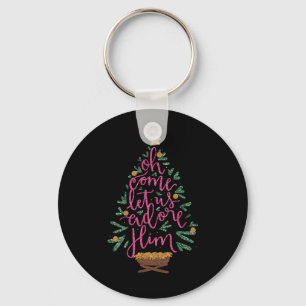 Oh Come Let Us Adore Him Jesus Christmas Christian Keychain