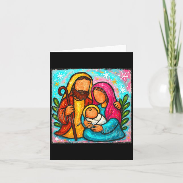 Oh Come Let Us Adore Him Jesus Nativity Scene Chri Card (Front)
