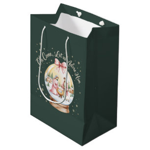 Oh Come Let Us Adore Him Jesus Xmas Pink Coquette  Medium Gift Bag