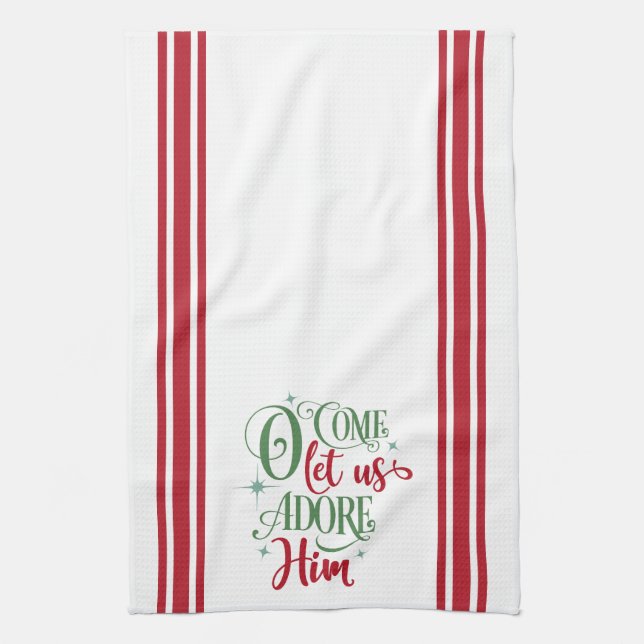 Oh Come Let Us Adore Him Kitchen Towel (Vertical)