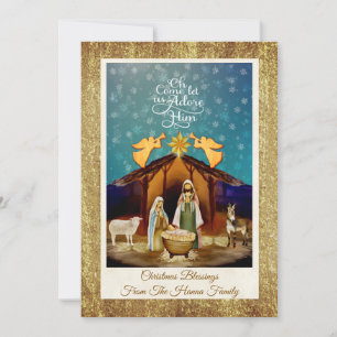 "Oh Come Let Us Adore Him" Nativity Christmas Holiday Card
