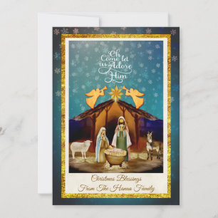 "Oh Come Let Us Adore Him" Nativity Christmas Holiday Card