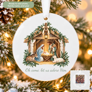 Oh Come Let Us Adore Him Nativity Christmas Ornament