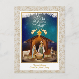 "Oh Come Let Us Adore Him" Nativity Christmas Postcard