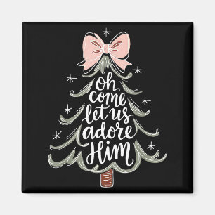 Oh Come Let Us Adore Him Nativity Christmas Tree C Magnet