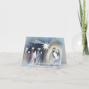 Oh Come Let Us Adore Him, Nativity Scene Holiday Card