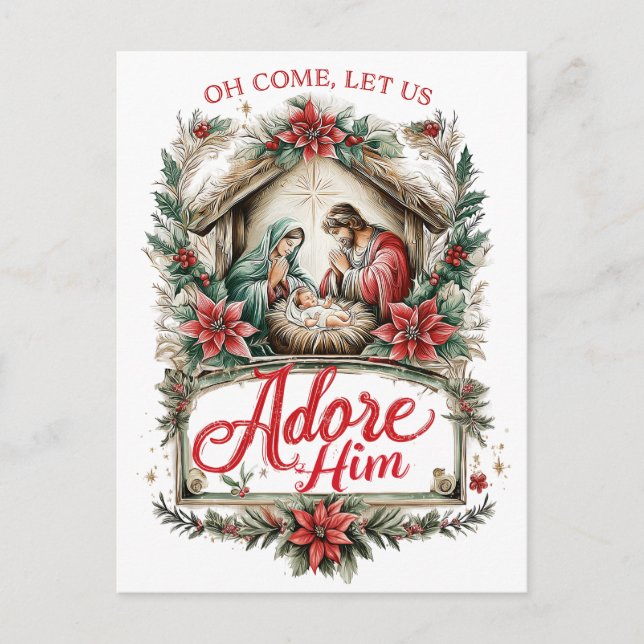 Oh Come Let Us Adore Him Postcard (Front)